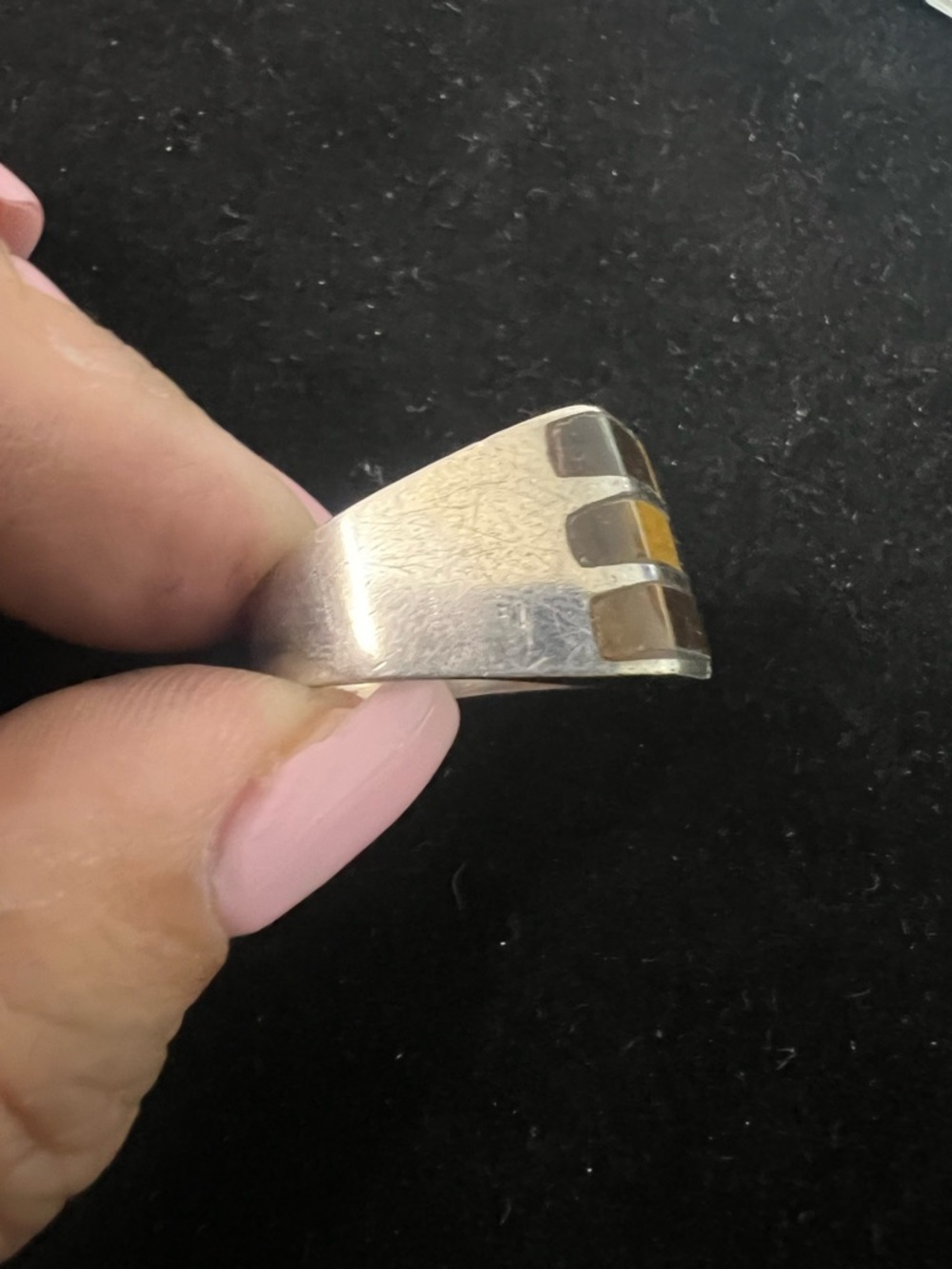 TAXCO 925 STERLING SILVER TIGERS EYE INLAY RING. SOLID - Picture 3 of 8